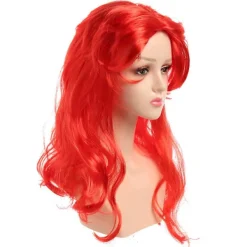 Den lilla sjöjungfrun kostym peruk för vuxna kvinnor lång vågig röd cosplay hår peruk cosplay tillbehör för Halloween karneval fest> Peruker
