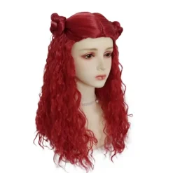 Descendants 4: Röda Lockiga och Vågiga Peruken för Halloweenfest och Cosplay><noscript><img width=