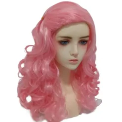 Descendants 4: The Rise of Red Lång rosa lockig våg peruk för vuxna kvinnor Cosplay Kostym för Halloween Karneval Party Rekvisita> Peruker