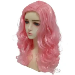 Descendants 4: The Rise of Red Lång rosa lockig våg peruk för vuxna kvinnor Cosplay Kostym för Halloween Karneval Party Rekvisita><noscript><img width=
