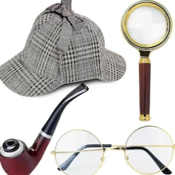 Detective Kostym Tillbehör Set Detektivhatt Rollspel Utklädningskostym Detektiv Cosplay Prop 2025:e> Tillbehör