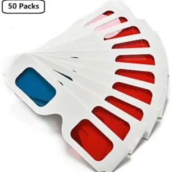 3D-glasögon i papper, röd och cyan anaglyf, vit kartongram, 5> Tillbehör
