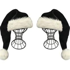 Dhrs Svart Tomteluva - Vuxen Deluxe Svart och Vit Julhatt Pack 2 St> Huvudbonader