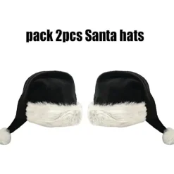 Dhrs Svart Tomteluva - Vuxen Deluxe Svart och Vit Julhatt Pack 2 St> Huvudbonader