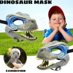 Generic Dino Mask Rörlig Käke, Skräck Dinosauriehuvud Cosplay Kostym, Realistisk Dinosauriehuvud Ansiktsskydd Blå><noscript><img width=