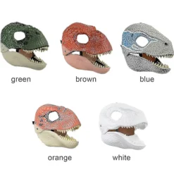 Dinosauriemask med huva, Jurassic World dinosaurieleksaker med öppningsbar rörlig käke, Velociraptor-mask & Tyrannosaurus Rex-maskpaket{ee]><noscript><img width=