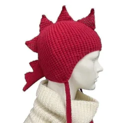 Dinosauriemössa Rolig Hatt Dinosaurie Öronlapp Hatt Stickad Dinosaurie Hatt Mohawk Hatt> Huvudbonader