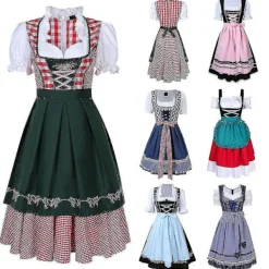 Dirndl Klänning tysk Oktoberfest bayersk öl Wench kostym Maid Festival Party Z X .q L> Dräkter