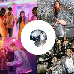 Disco Ball Hjälm Glitter Speglar Glas Punk Kostym Hatt med Infällbart Visir Disco Ball Hatt för B> Huvudbonader