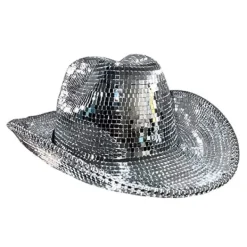 Disco Cowboy Hat Full Spegel Western Top Hat Holiday Ball Dress Up> Huvudbonader