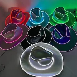 Disco Luminous Led Brudgum/Brud Cowgirlhatt Lysande Ljus Barkeps Bachelorette Party Tillbehör Blinkande Neon Western Cowboyhatt (Vit)> Huvudbonader