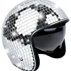 Diskokulehjälm, Discohjälm Cykelhjälm Glänsande Silver Harleyhjälm Party> Huvudbonader