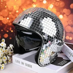 Diskokulehjälm, Discohjälm Cykelhjälm Glänsande Silver Harleyhjälm Party> Huvudbonader