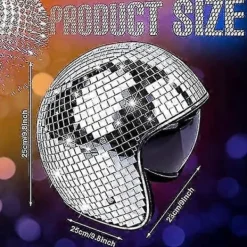 Diskokulehjälm, Discohjälm Cykelhjälm Glänsande Silver Harleyhjälm Party><noscript><img width=