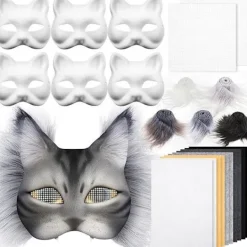 DIY Maskset - Tomma Kattmasker, Fuskpälstyg, Filt Tyg, Plastnät 23 Delar B> Tillbehör