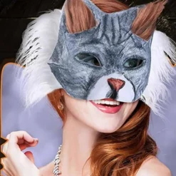 DIY Therin Msk Kit Ktt Räv Djurnsikte Kudde med Päls Hlloween Rollspelsrekvisit för Mskerd Krnevl Cosply Festtillbehör -FX-> Masker