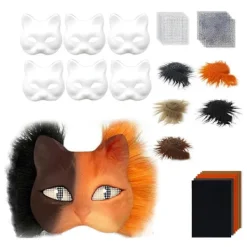 LEIGELE DIY Therian Maskeradkit Katt Räv Djuransikte Kudde med Päls Halloween Rollspel Rekvisita för (LGL) C> Masker