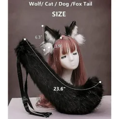 Djur Stor Svans Räv Katt Hund Varg Svans Och Öron Pannband Cosplay Kostym Tillbehör> Huvudbonader