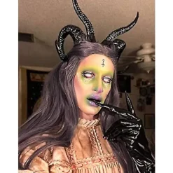 Djävulshorn Huvudband, Svarta Horn Maleficent Horn Huvudband För Halloween Kostym Cosplay><noscript><img width=