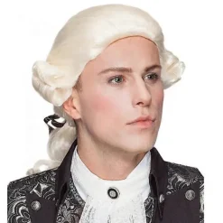 Domare Kolonial Peruk Man Lång Vågig Beige Peruk Washington Halloween> Peruker