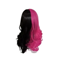 YUJDA Draculaura Cosplay-kostym med peruk, lång svart och rosa värmebeständig syntetisk hår, Halloweenfest, rollspel, karnevalrekvisita><noscript><img width=