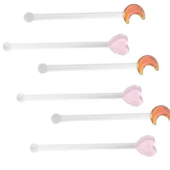 Dryckesstavar 6 st Omrörningsstav Multifunktion Assorterad Färg Glas Hemanvändning 12X2,5X1CM> Smink