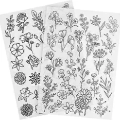 /EA/2 ark broderimönster stabilisatorer vattenlöslig tygbaksida broderi blommönster stenciler> Smink