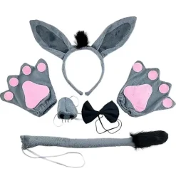 /EA/6 st Fest Party Hårig Åsna Huvudband Hårdiadem Näsa Svans Fluga Handskar Set Halloween Jul Kostym Cosplay Huvudbonad Dekoration> Tillbehör
