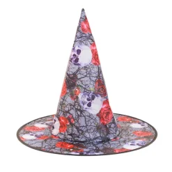 /EA/Halloween Häxhatt Festdekoration Böjd Hörn Nät Pumpa Tryck Trollkarl Häxhatt för Barn (Stil 10)> Huvudbonader