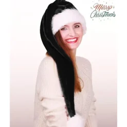 /EA/Jul Svart Tomteluva Lång, Vuxen Deluxe Svart Och Vit Jul Jul Tomteluva För Svart Jul Tema Nyårsfestlig Semesterfest Tillbehör C> Huvudbonader