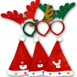 /EA/Set med 6 Jultomteluvor + Ren-väggband, Snögubbehatt Jultomteluva Ren-väggband (Ovävt) Jul-väggband Röd Grön Brun för Vuxna Cosplay> Huvudbonader