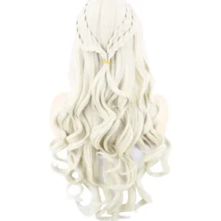 EURL (ee)1 st Cosplay Peruk Kvinnor, Daenerys Peruker Lång Lockig Blond Khaleesi W> Peruker