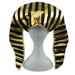 Egyptisk Faraokostym Farao Hatt Kung Huvudbonad Förgylld Kobra Kung för Utklädningsfest Tillbehör><noscript><img width=