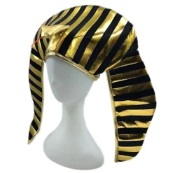 Egyptisk Faraokostym Farao Hatt Kung Huvudbonad Förgylld Kobra Kung för Utklädningsfest Tillbehör><noscript><img width=