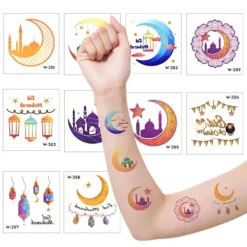 Eid Mubarak Tillfälliga Tatueringsdekaler Ramadan Kareem Dekoration><noscript><img width=