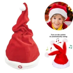 Elektrisk Jul Tomtehatt Batteridriven Rolig Skakande Dansande Sjungande Tomtehatt Jul Party Rekvisita> Huvudbonader