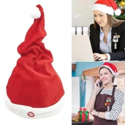 Elektrisk Jul Tomtehatt Batteridriven Rolig Skakande Dansande Sjungande Tomtehatt Jul Party Rekvisita><noscript><img width=