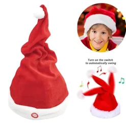 Elektrisk Jultomtehatt Batteridriven Rolig Skakande Dansande Sjungande Jultomtehatt Julpartyrekvisita> Huvudbonader