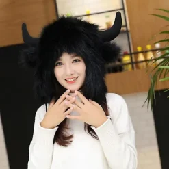 Elk Horn Julhatt Fluffig Plysch Faux Päls Värmare Vinter Öronlappar><noscript><img width=