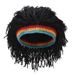 En Perukmössa Herrkepsar Hip Hop Mössa Handgjord Virkad Varm Vinterhatt Gorro Halloween Jul Födelsedagspresenter Rolig Partyperuk> Peruker