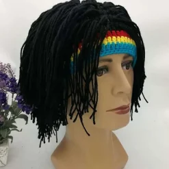 En Perukmössa Herrkepsar Hip Hop Mössa Handgjord Virkad Varm Vinterhatt Gorro Halloween Jul Födelsedagspresenter Rolig Partyperuk><noscript><img width=