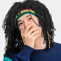 En Perukmössa Herrkepsar Hip Hop Mössa Handgjord Virkad Varm Vinterhatt Gorro Halloween Jul Födelsedagspresenter Rolig Partyperuk><noscript><img width=