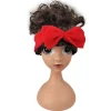 Encanto Dolores Lockigt Vågigt Hår Fest Peruker Med Rosett Hårband> Peruker