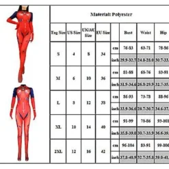 Evangelion Asuka Langley Bodysuit Kostym för Vuxna Kvinnor Anime Jumpsuit Halloween Karneval Cosplay Festkläder (2XL)><noscript><img width=