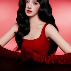 LEIGELE Extra långa sammetshandskar i vintagestil, stretchiga damhandskar för kvällen, röda kostymtillbehör (LGL)><noscript><img width=