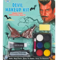 Face makeup devil kit för halloween makeup horn förklädnad> Smink