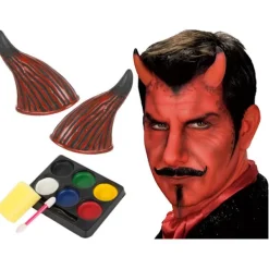 Face makeup devil kit för halloween makeup horn förklädnad><noscript><img width=