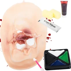 Fake sår makeup för halloween att måla ärr sår makeup hud> Smink