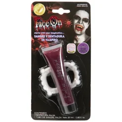 Leksaksaffären Fakeblod med vampyrtänder> Tillbehör