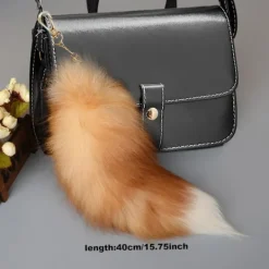 Falsk rävsvans, 40 cm djur svans, fluffig konstgjord päls svans, realistisk rävsvans, nyckelring, plånboksdekoration rävsvans, rollspel, gyllene><noscript><img width=